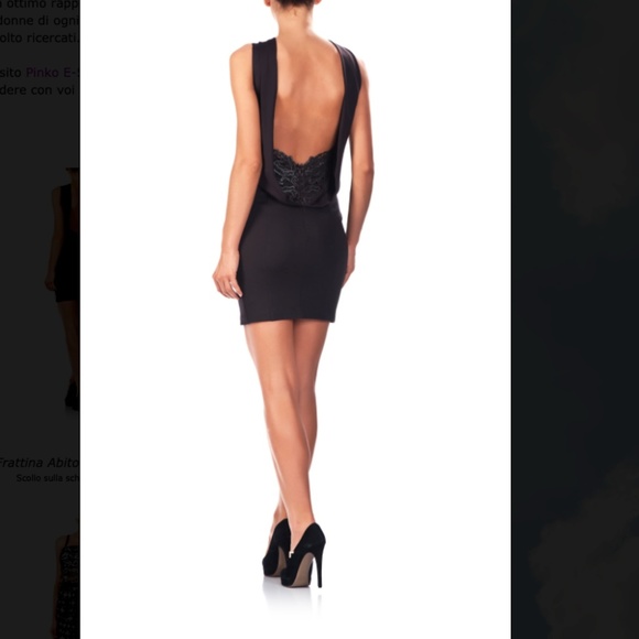 Pinko Dresses & Skirts - Pinko Charcoal Gray Drape Backless Lace Mini Dress 6